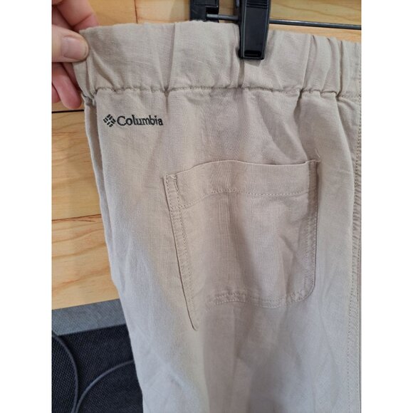 Columbia Womens Beige Drawstring Cropped Pants M Linen Blend Casual Lightweight - Picture 7 of 12
